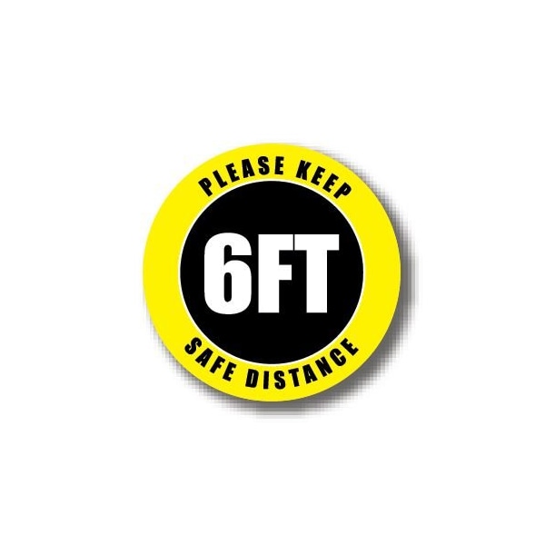 Ergomat 20in CIRCLE SIGNS Please Keep 6FT Safe Distance DSV-SIGN 400 #0709 -UEN - main